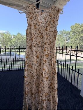 Old Navy Cream Maxi Dress with Yellow Floral Design